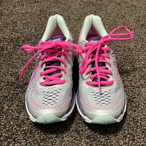 ASICS Running Athletic Shoes Womens Size 6.5 Silver Pink Purple